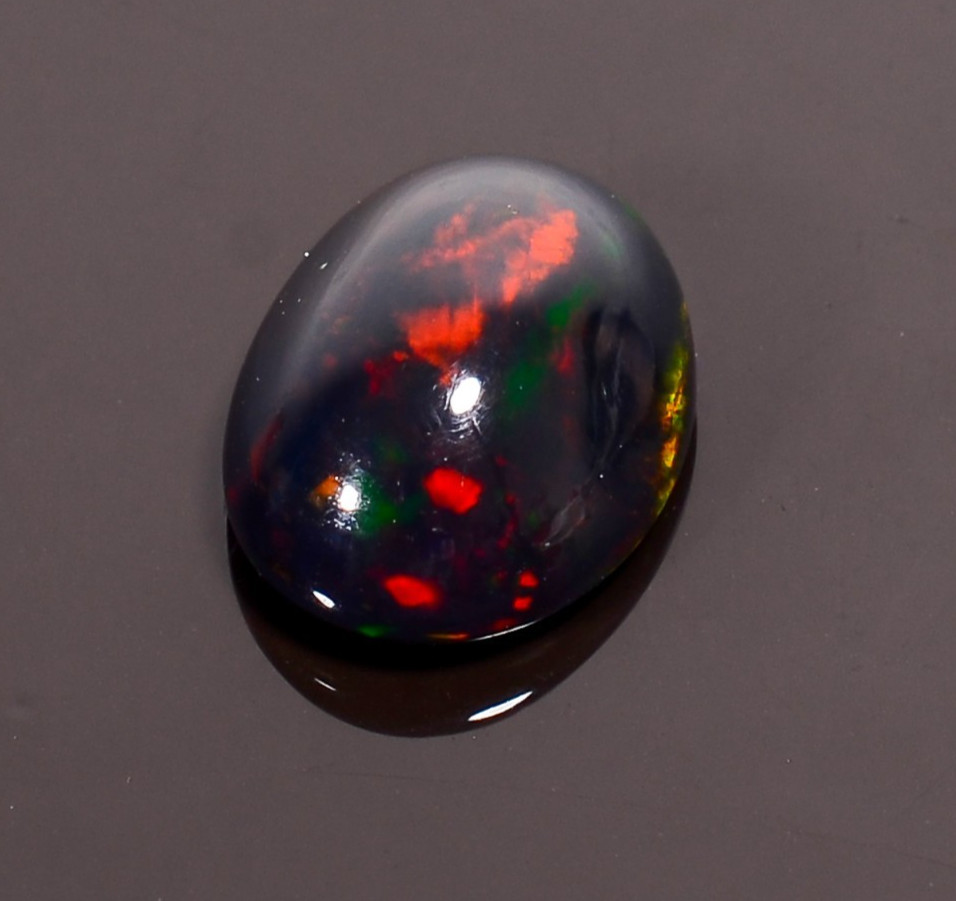 2.75 Ct Natural Black Ethiopian Opal Oval Shape Cabochon Loose Gemstone 12X9X5mm
