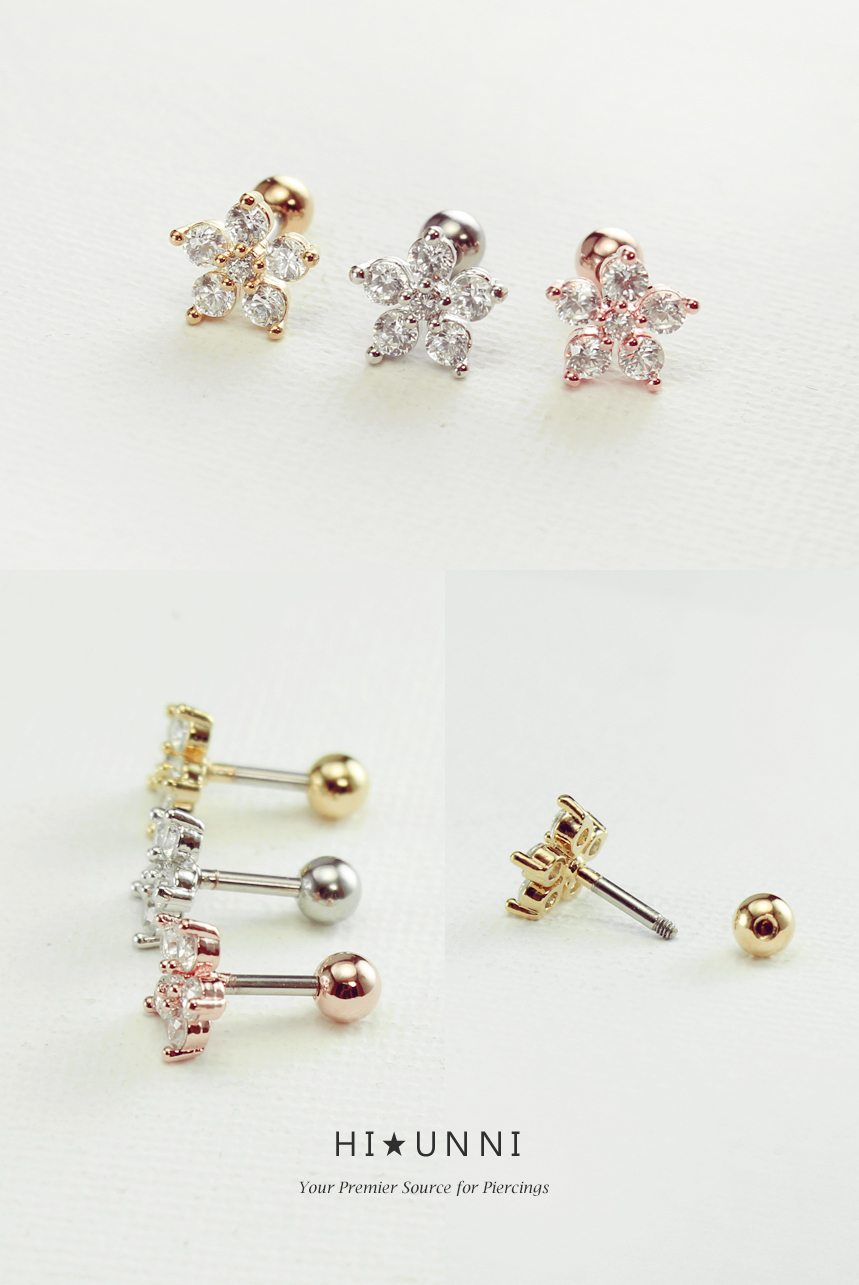 16g flower cartilage earring, tragus helix conch earrings, labret (optional),1pc