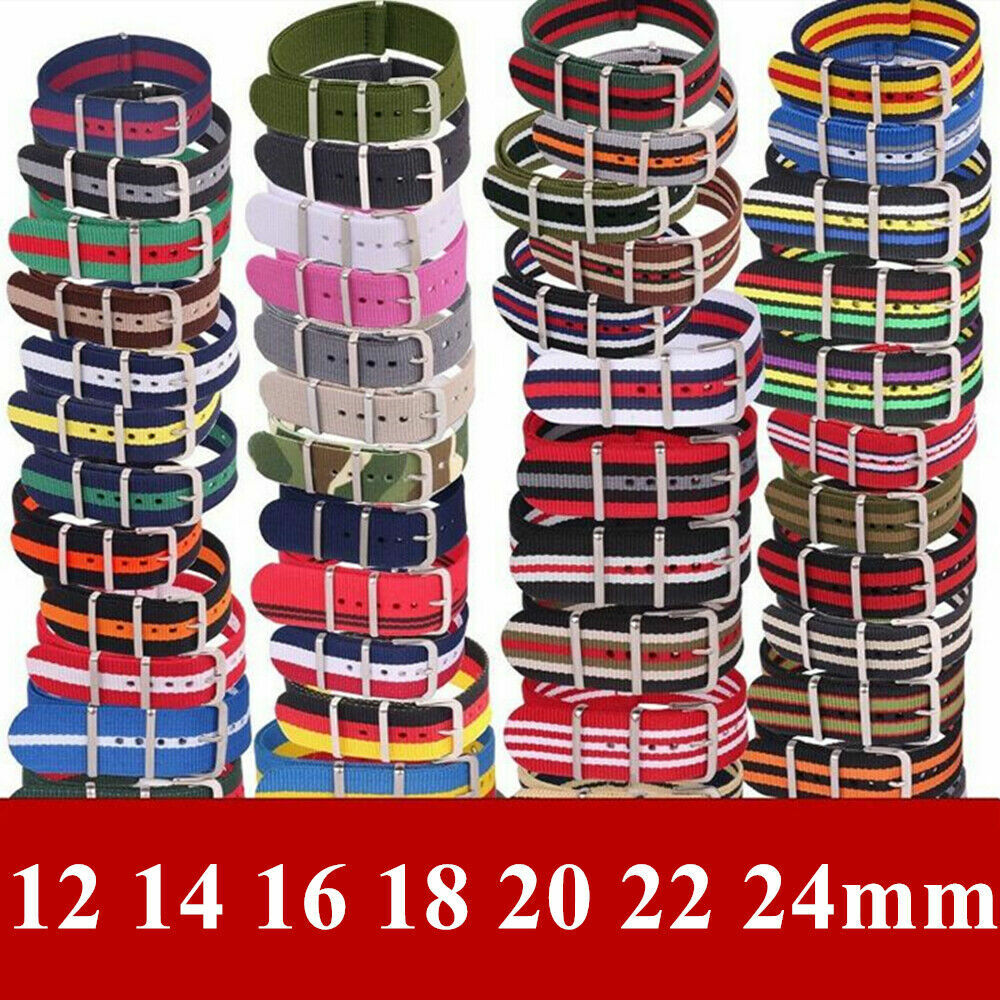 12/14/16/18/20/22/24MM Width Military Nylon Bands Replacement Straps Accessories