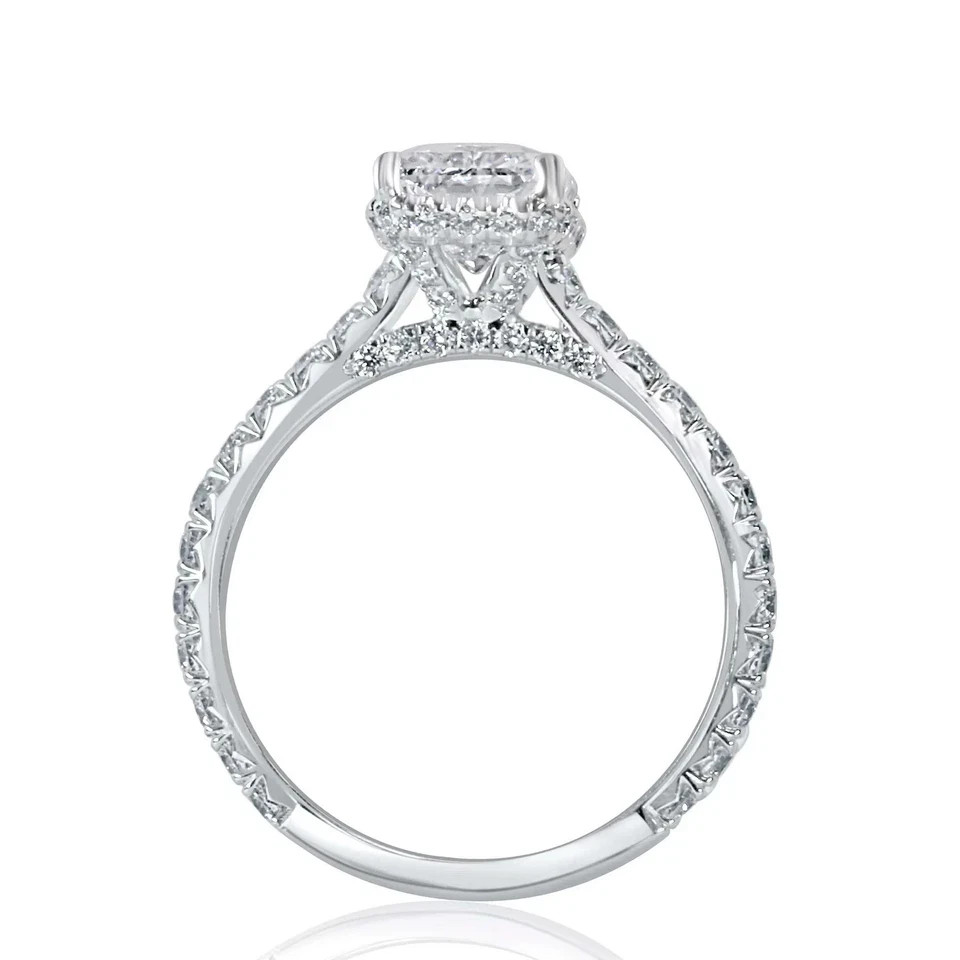 14k White Gold Radiant Diamond Wedding Ring 3 Carat Lab Grown IGI E F VVS CVD