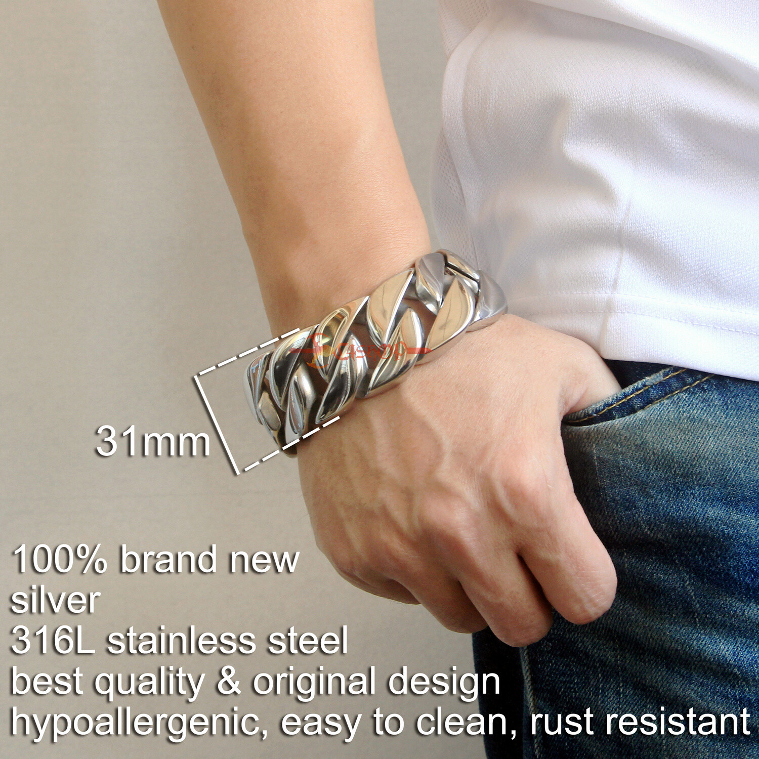 Men’s Super Heavy 316L Stainless Steel Curb Cuban Link Chain Bracelet Necklace