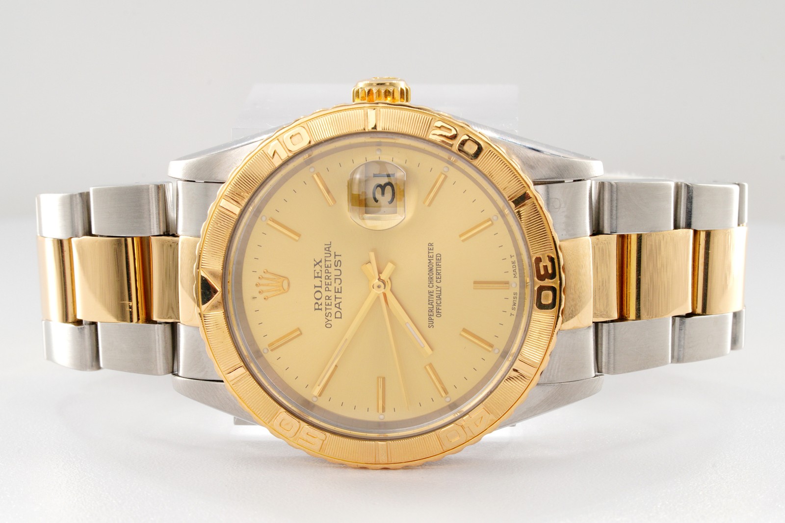 Rolex 2Tone 18K Gold/Stainless Datejust Turn-O-Graph Thunderbird Champagne 16263