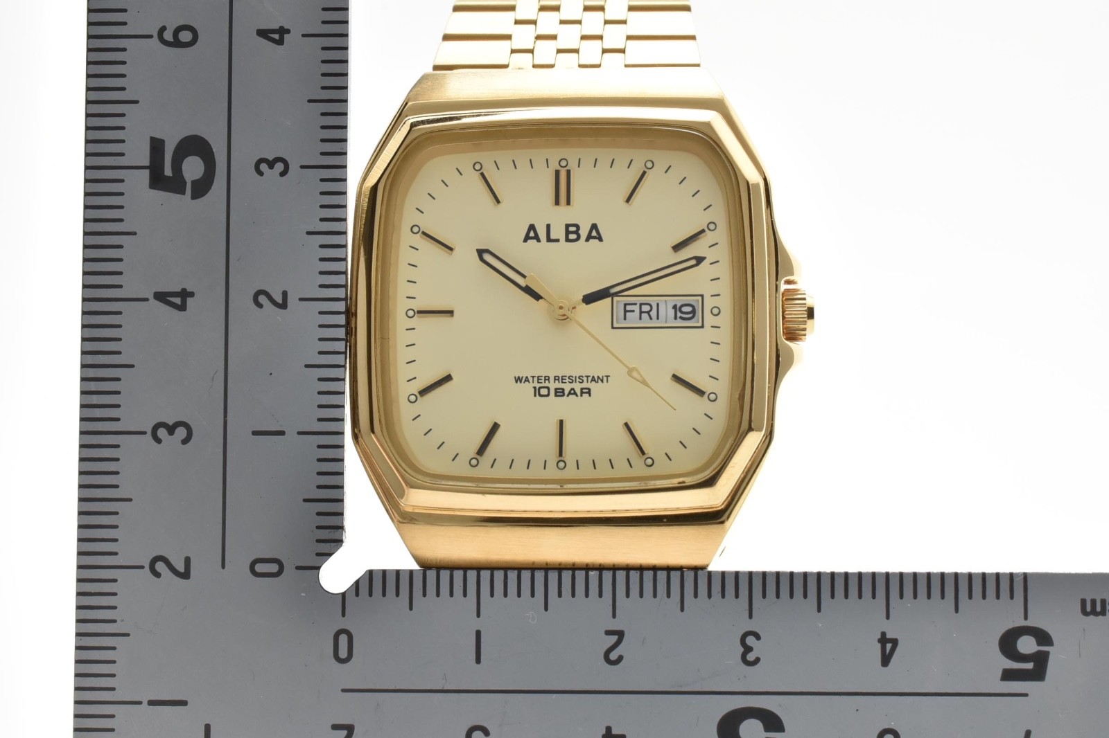 [NEAR MINT] SEIKO ALBA 7N33-K003 Quartz Day Date Gold Tone Men?s Watch Japan