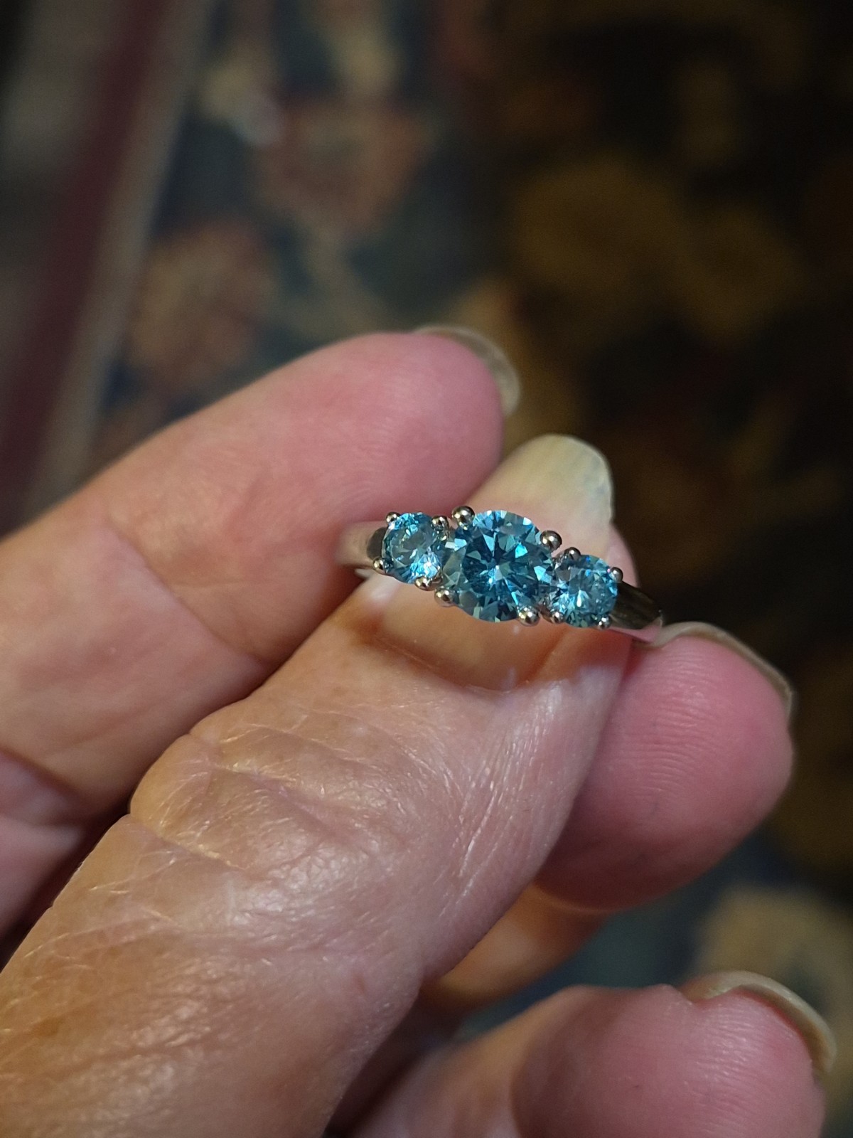 925 sterling silver ring, 2ct Blue Moissanite Stones