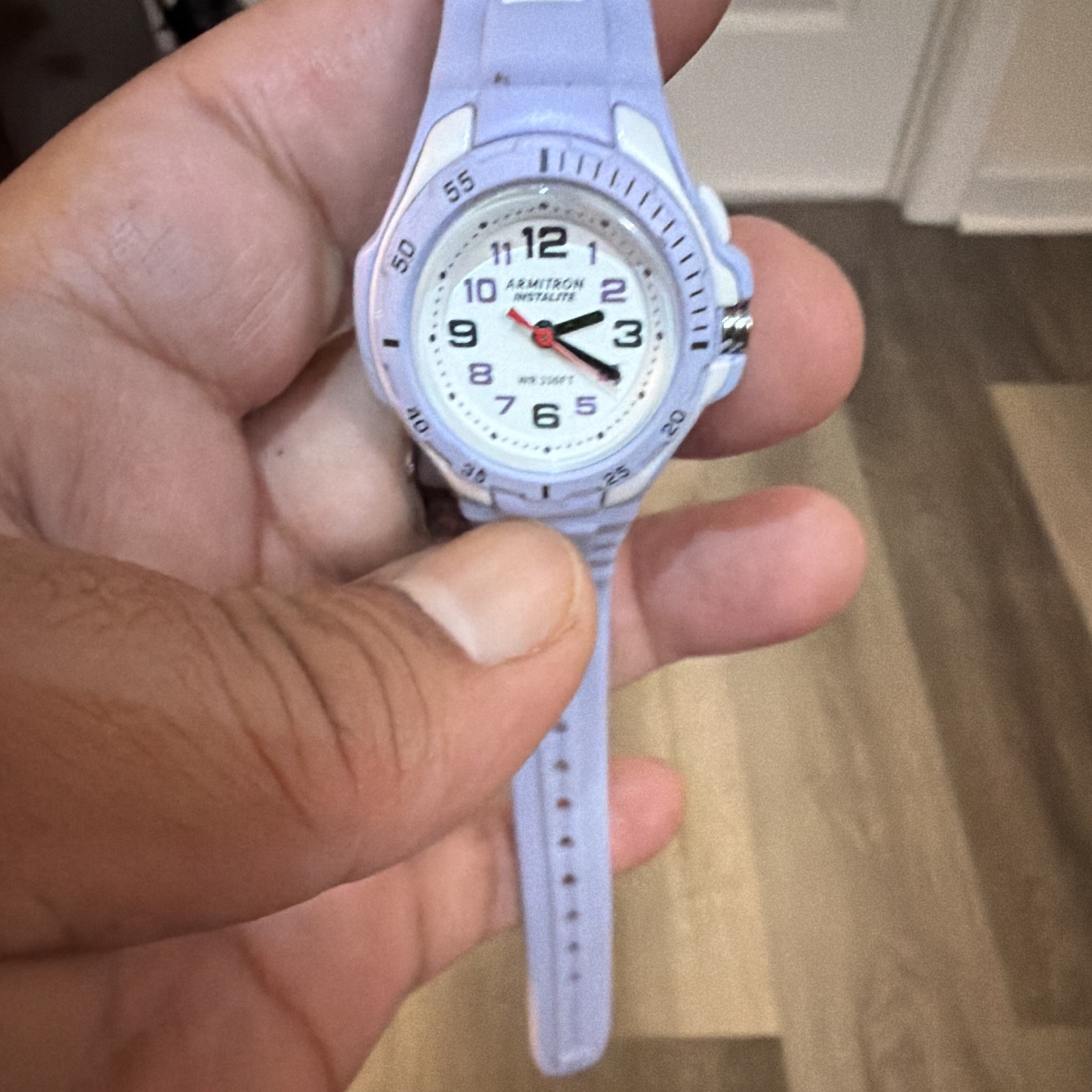 Armitron Instalite Quartz Analog Wristwatch Purple Resin Strap 100m WR