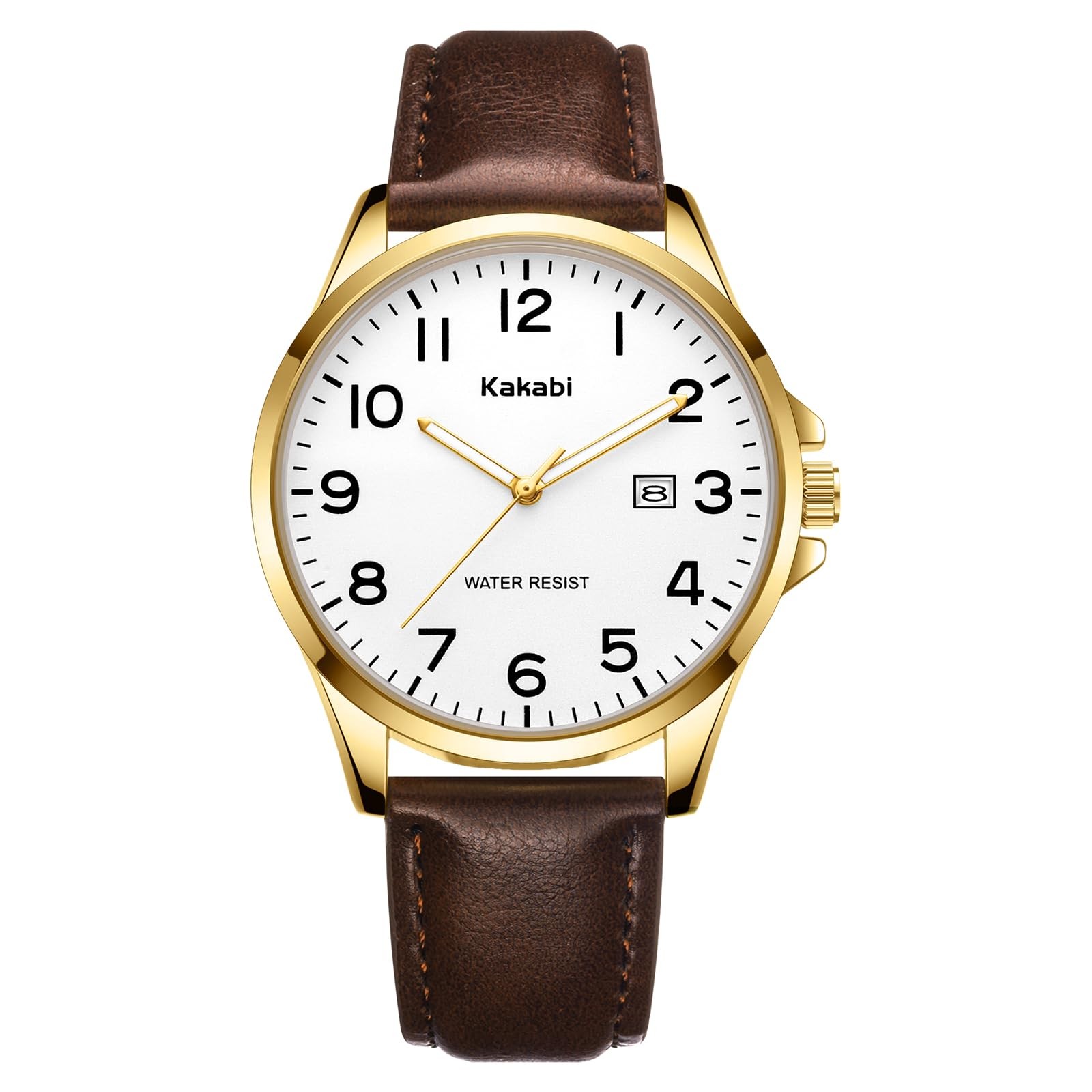 Kakabi Watch for Men, Fashion Minimalist Wrist 40MM, 01-BrownWhite
