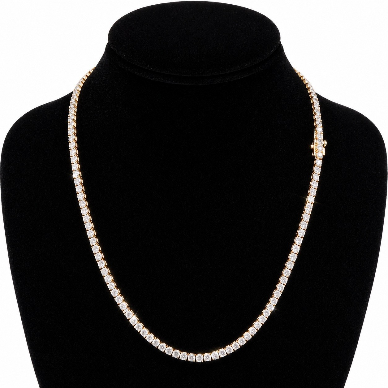 15.00 Ct Lab Grown Diamond Tennis Necklace 14k Yellow Gold 21 Gm E F VVS 17 Inch