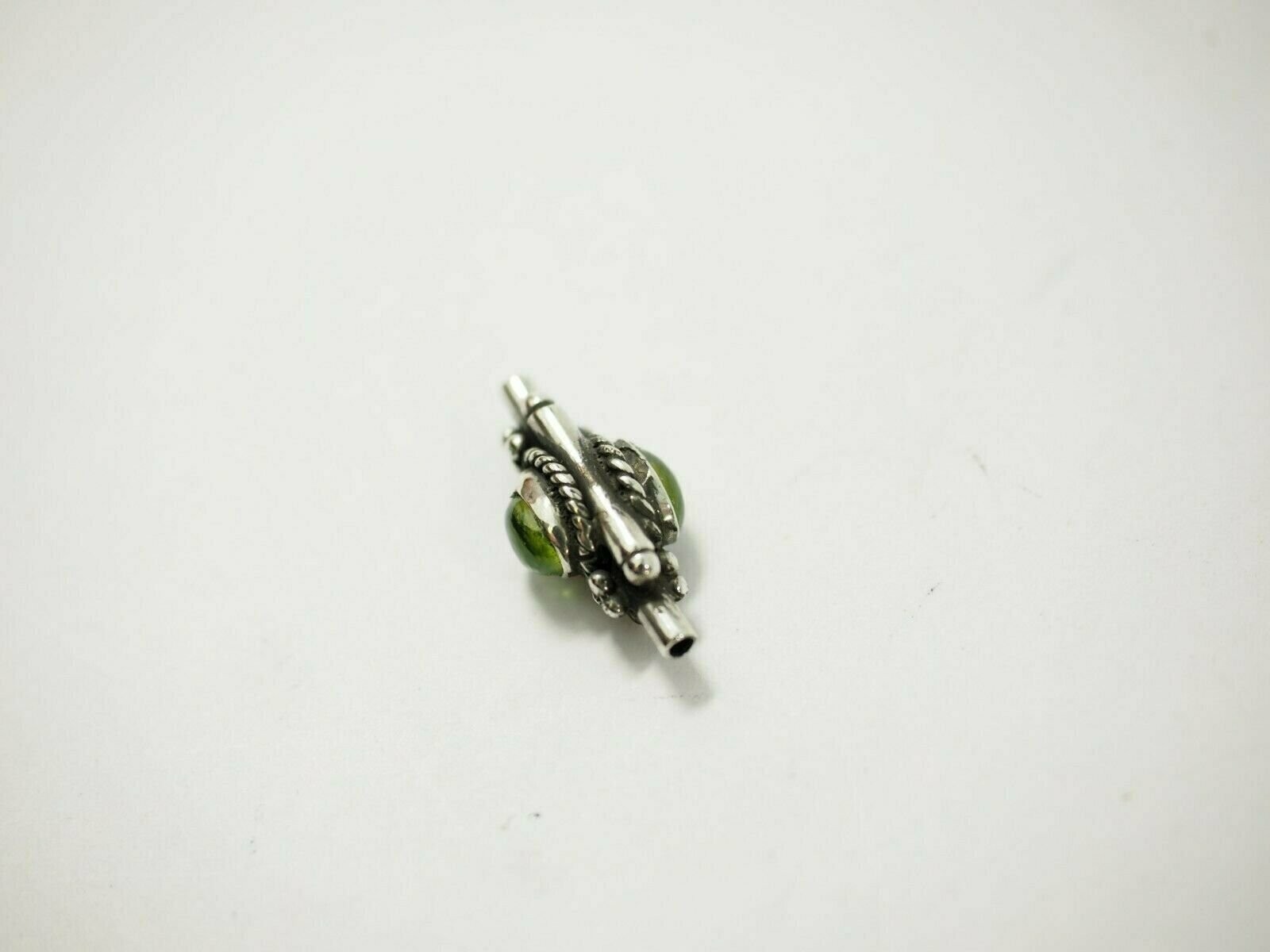 Cute handmade Two Stone Peridot Bali Bead Sterling Silver 18.8mm x 9.2mm