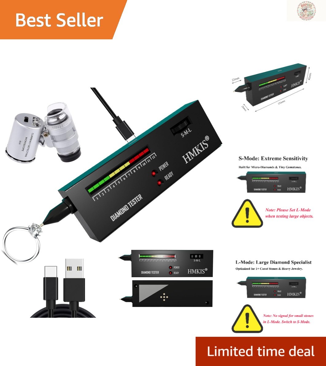 User-Friendly Diamond Tester & 60X Loupe – Perfect for Gemstone Appraisal