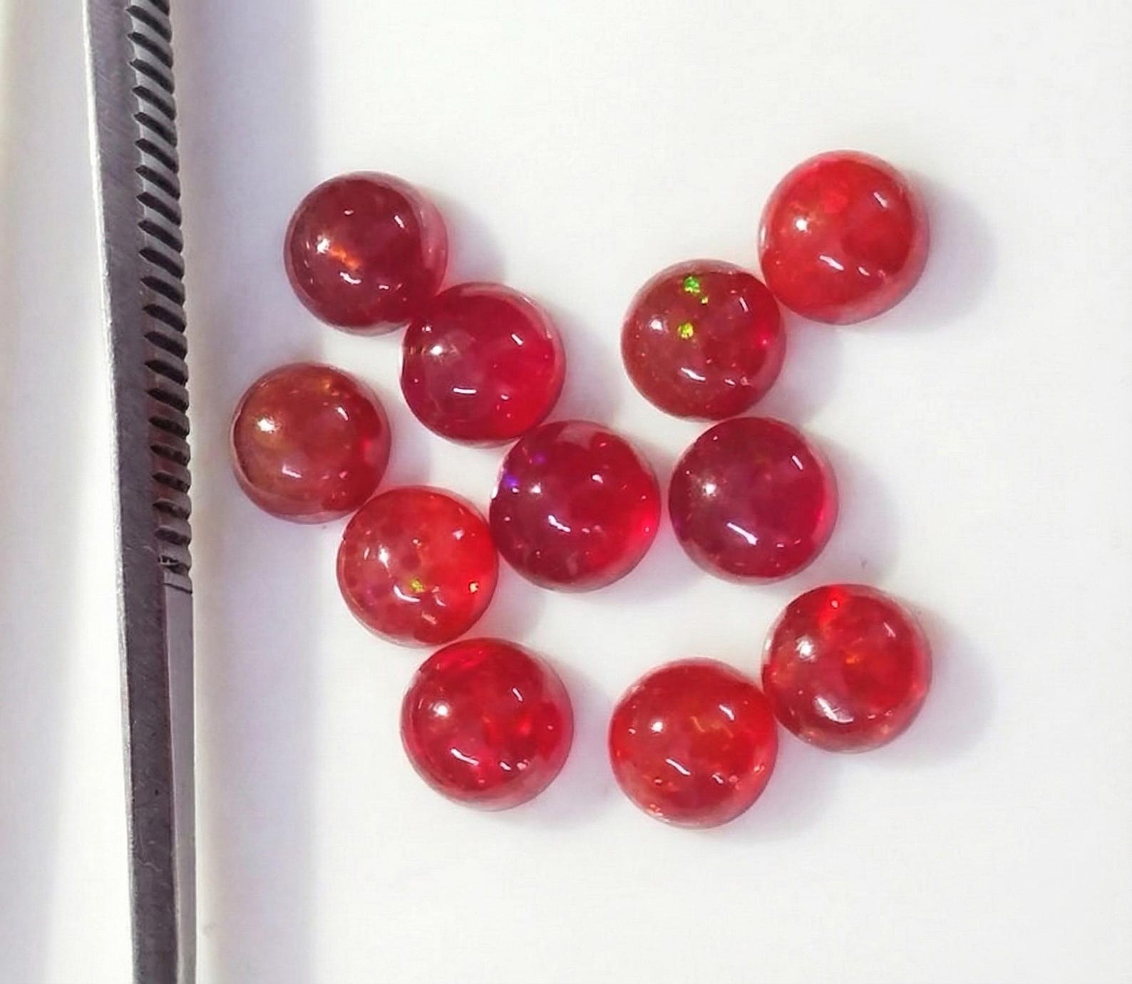 Natural Red Ethopian Opal Round Cabochon 3mm To 10mm Loose Gemstone