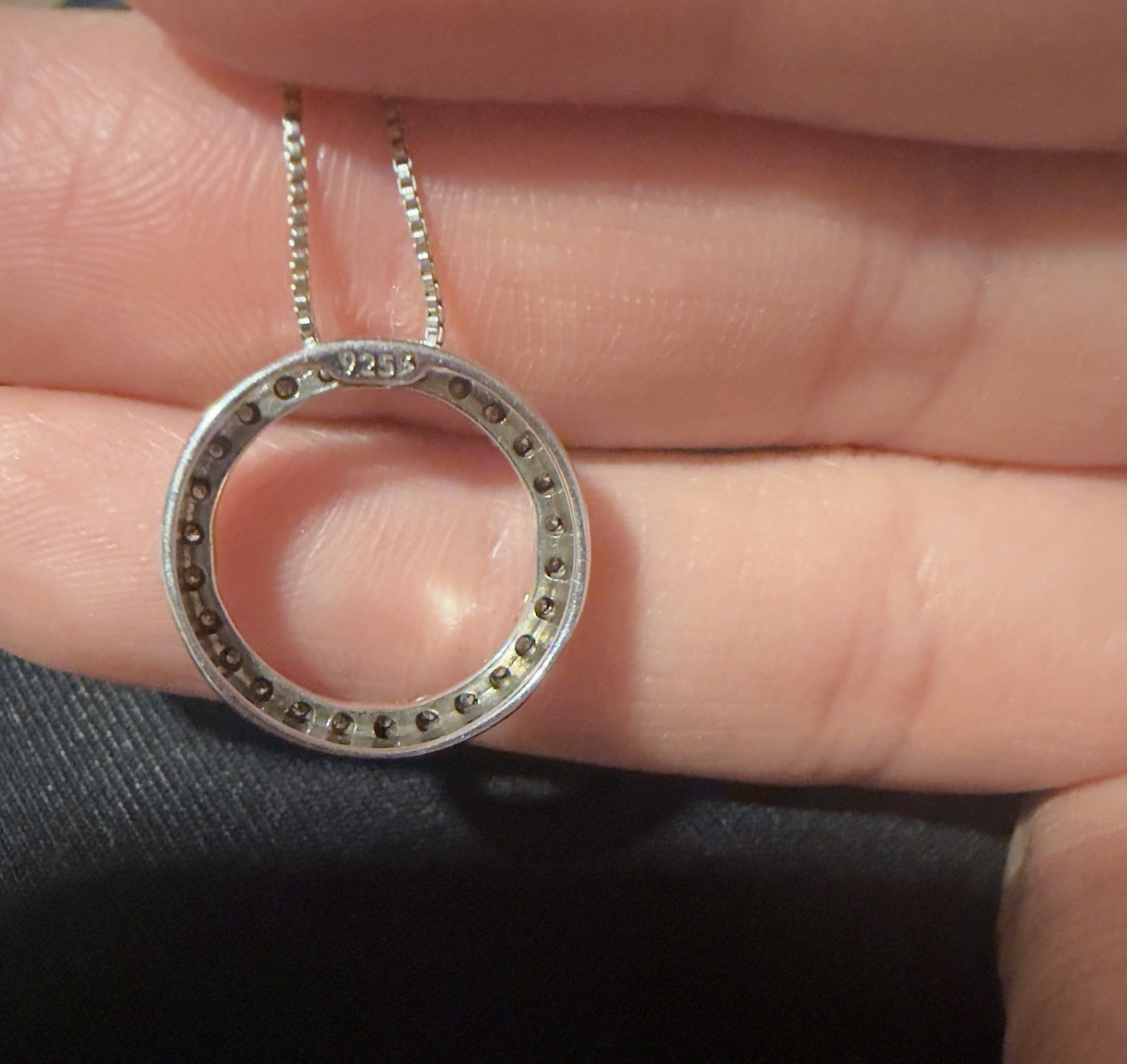 925 Sterling Silver Moissanite Circle Pendant Necklace