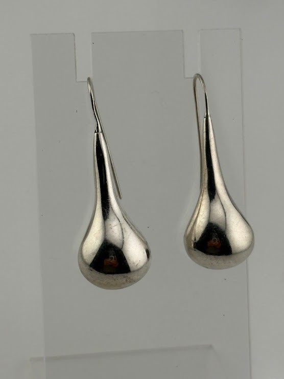 MEXICO TC885 925 STERLING SILVER MODERNIST TEARDROP EARRINGS 1 5/8″ 9.53G 4122