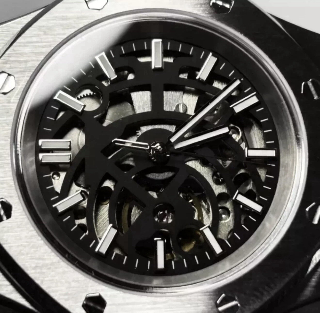 Custom 41mm Silver “RO” Style Skeleton Mod Watch w/ NH70 Automatic