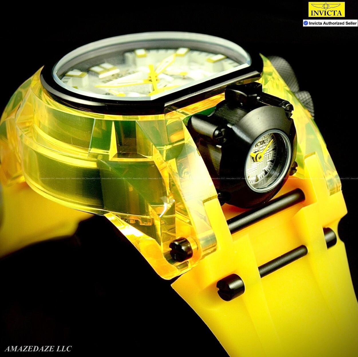 NEW Invicta Men Bolt Zeus Magnum 52mm Anatomic Chrono Dual Mvmt YELLOW DIAL Watc