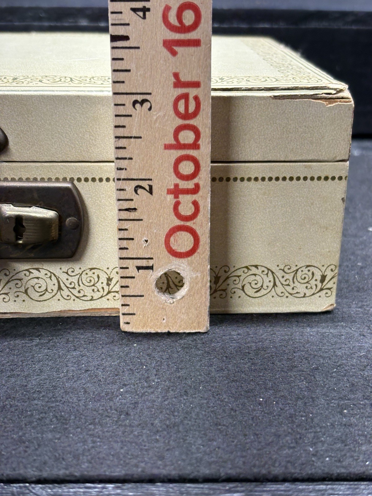 Vintage White/Cream Jewelry Box With Red Velvet Lining, Mirror And Key See Pics