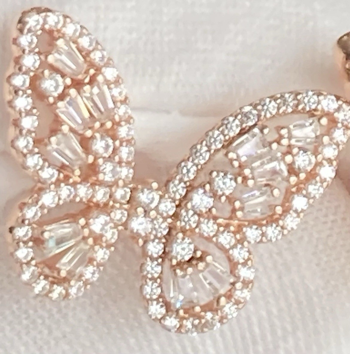 Fuzion Creations (FZN) Sterling 925 CZ Gold Tone Butterfly Earrings