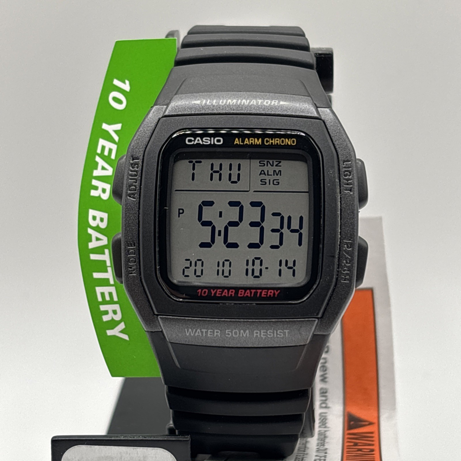 Casio W96H-1BV 50M WR Chronograph Watch Alarm 10 Year Battery Date Black NEW