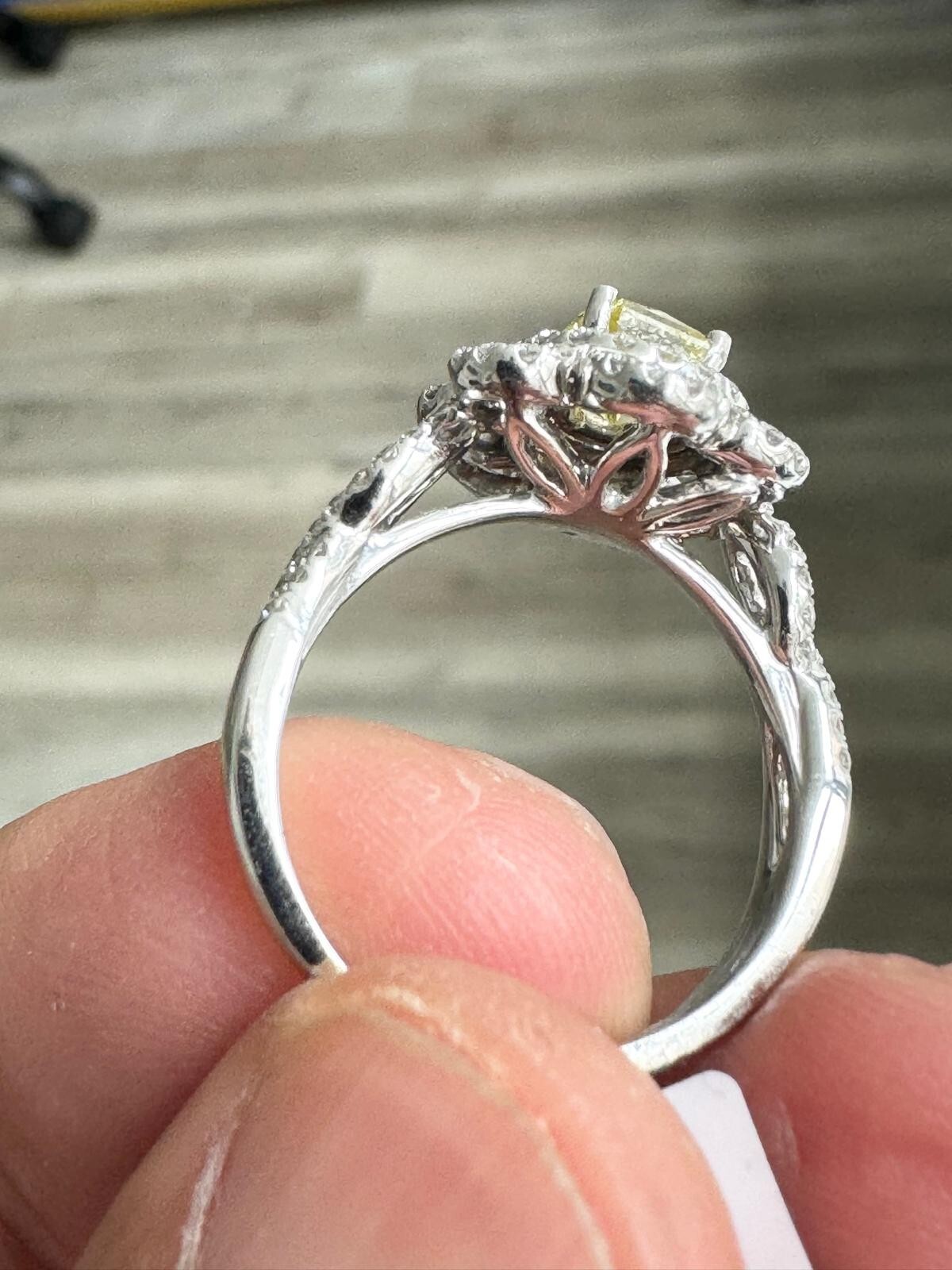 Natural 1.95Ct Vivid Yellow & White Diamond Ring 18K White Gold VS1