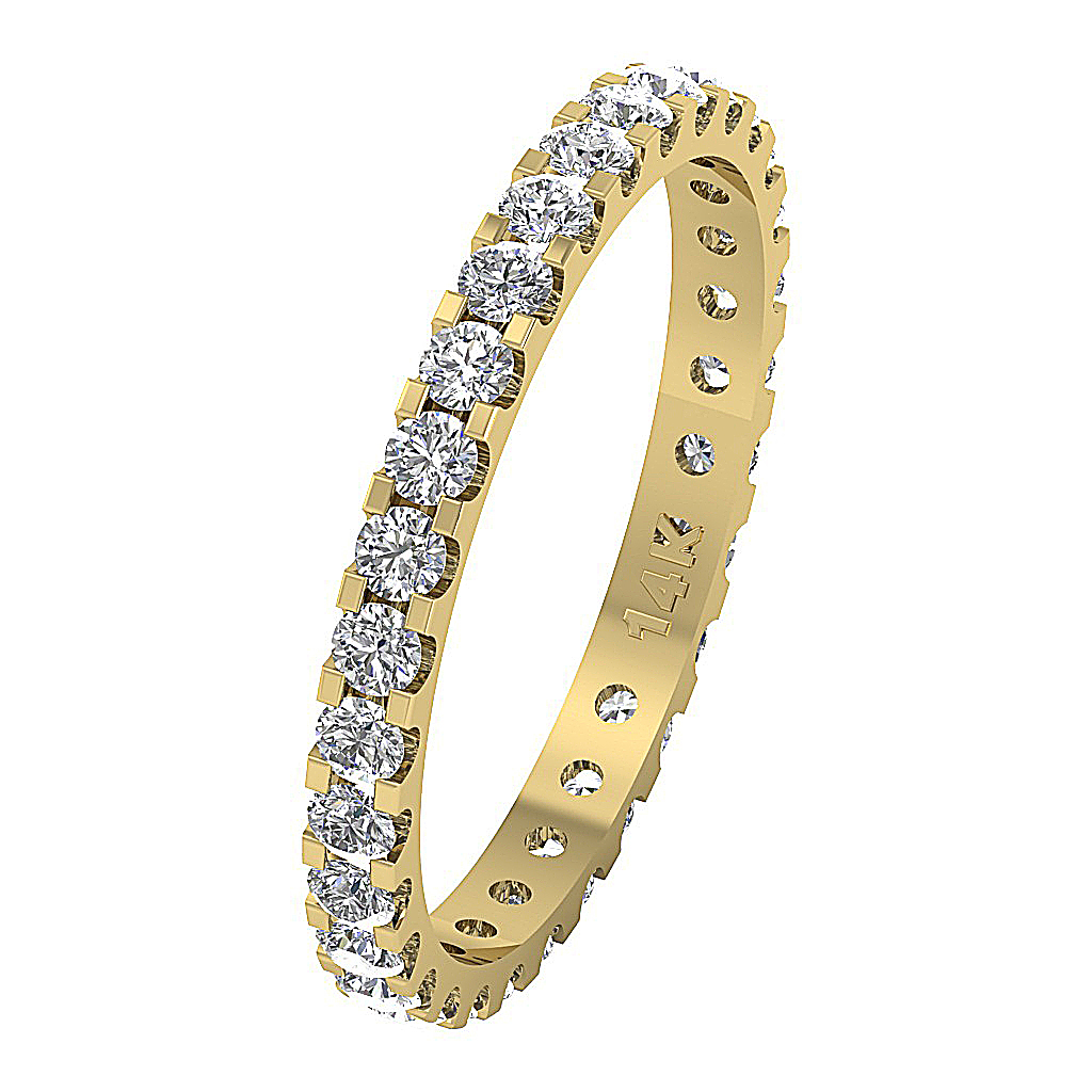 Eternity Wedding Ring I1 G 1.30 Ct Real Diamond 14K Yellow Gold Prong Set 2.70MM
