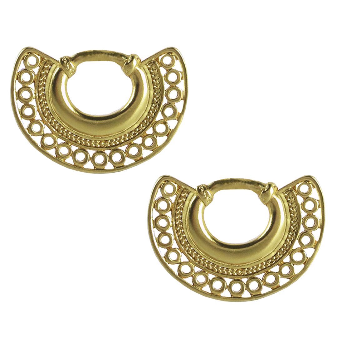 24k Gold Plated Pre-Columbian Nose Ring Drop Earrings| Across The Puddle