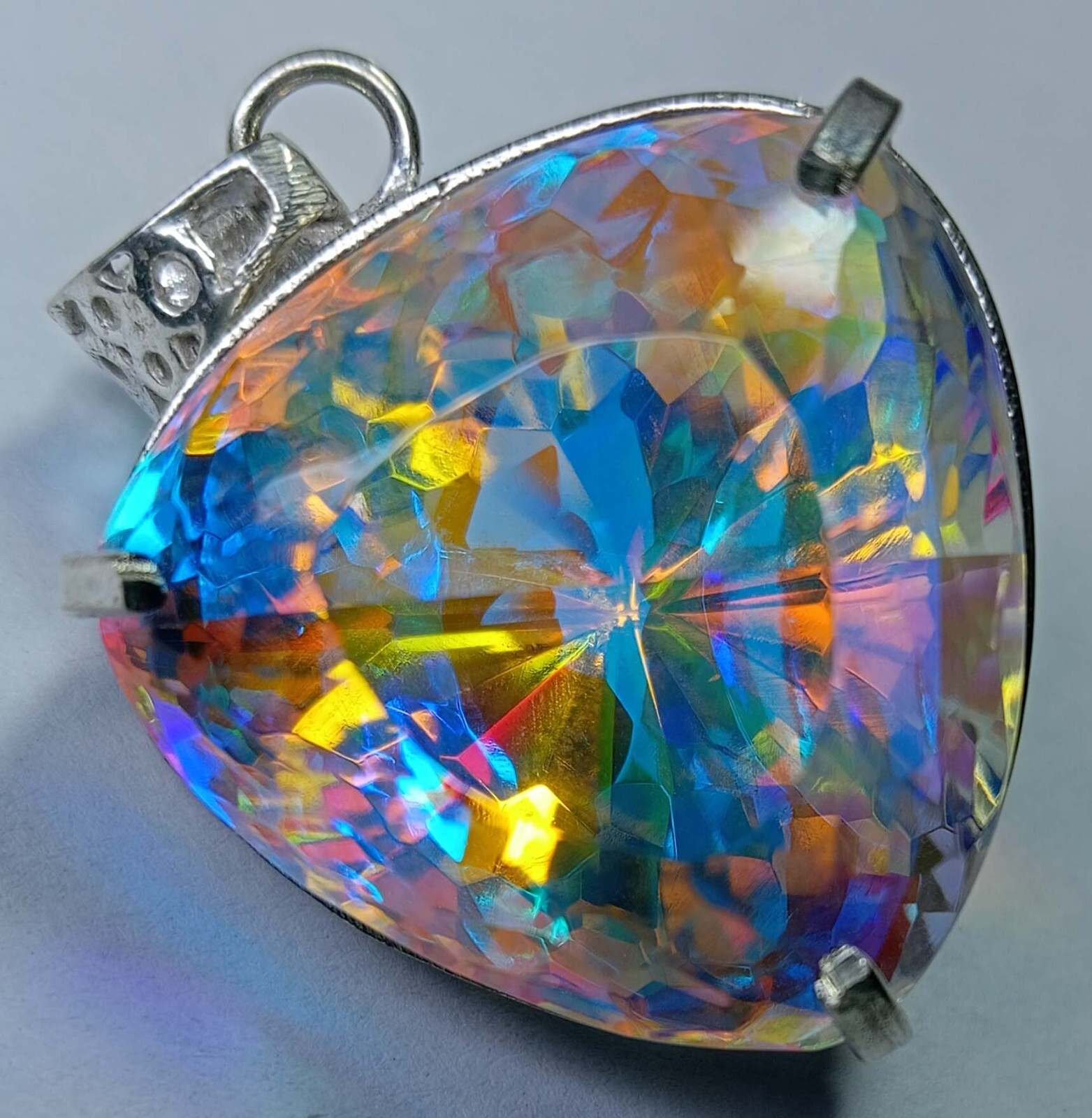 Mystic Topaz Trillion Cut Pendant 87.10 Ct Natural Locket Gemstone EGL Certified