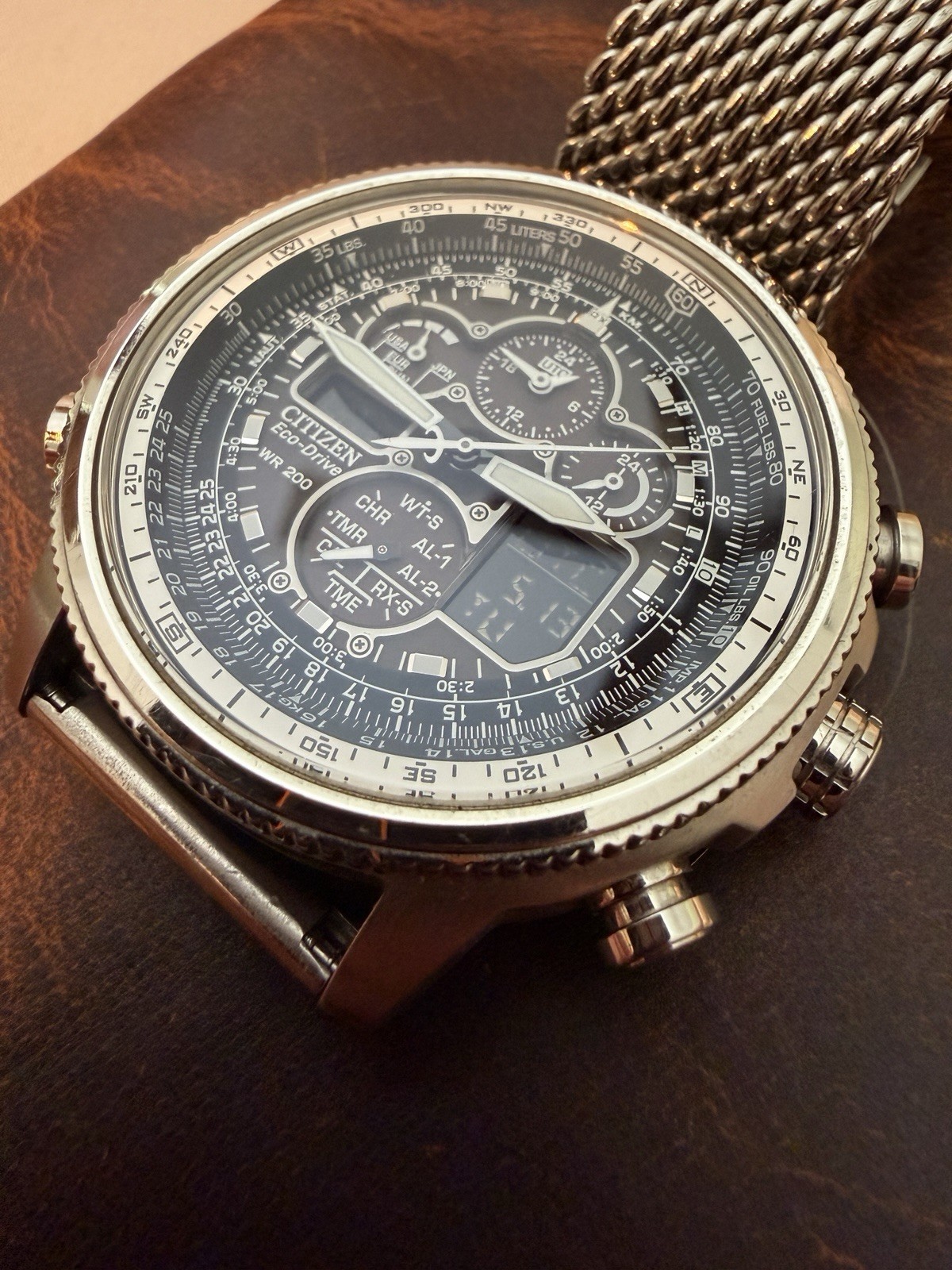Atomic Pilot Watch Solar Eco-Drive Mesh Bracelet JY8030