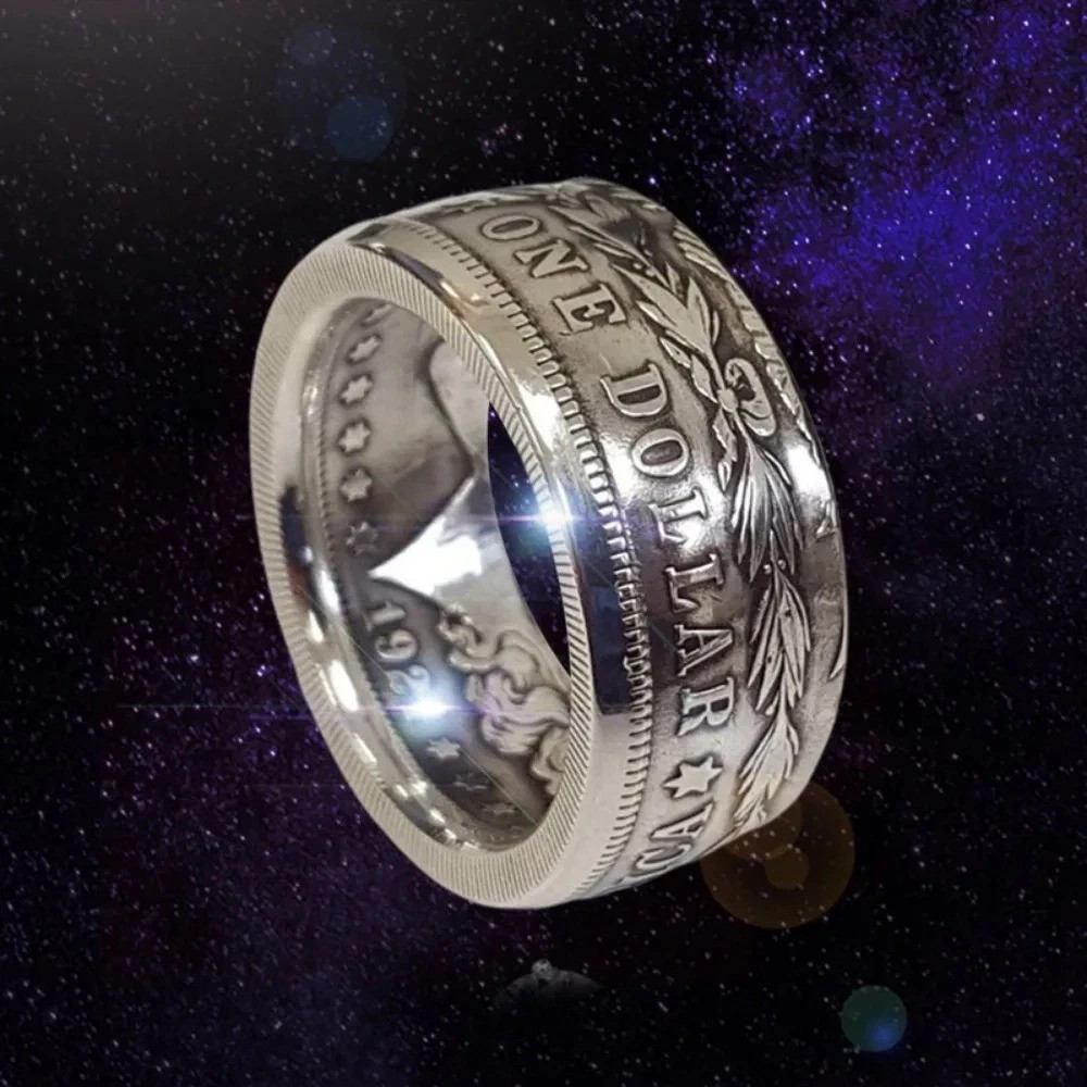 Silver Dollar Coin Ring Size 7-13 Handmade Crafted Rare Silver Morgan Men Rings