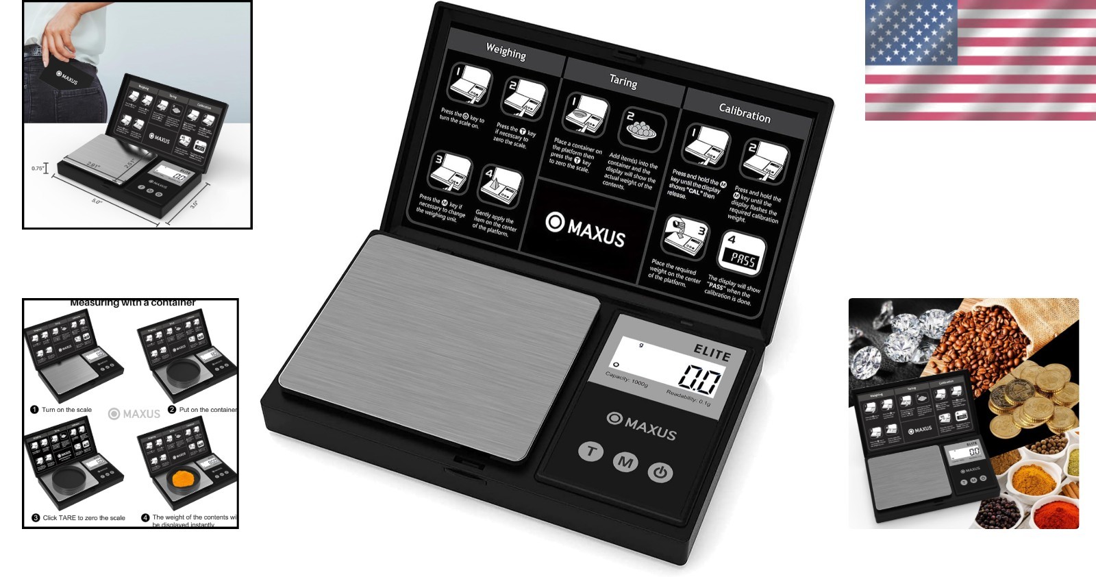 Mini Digital Food & Jewelry Scale 1000g with Accurate Readout & Tare Function