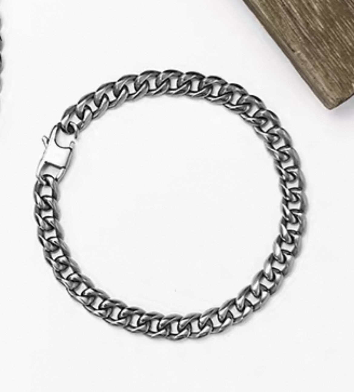 10.5mm Wide Pure Titanium Bracelet Polished 6-Side Cuban Chain Anti Allergic