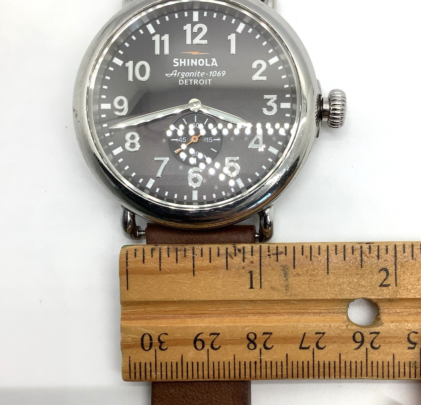 Shinola Argonite-1069 The Runwell Watch Brown Leather Band Not Ticking, As Is