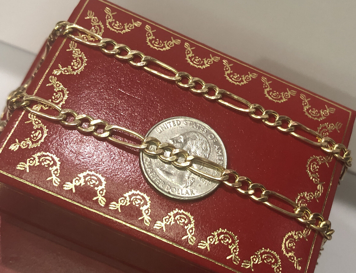 🛑 10k Yellow Gold 5M Figaro Cuban Curb Miami Link Italy Chain Necklace 22.5”