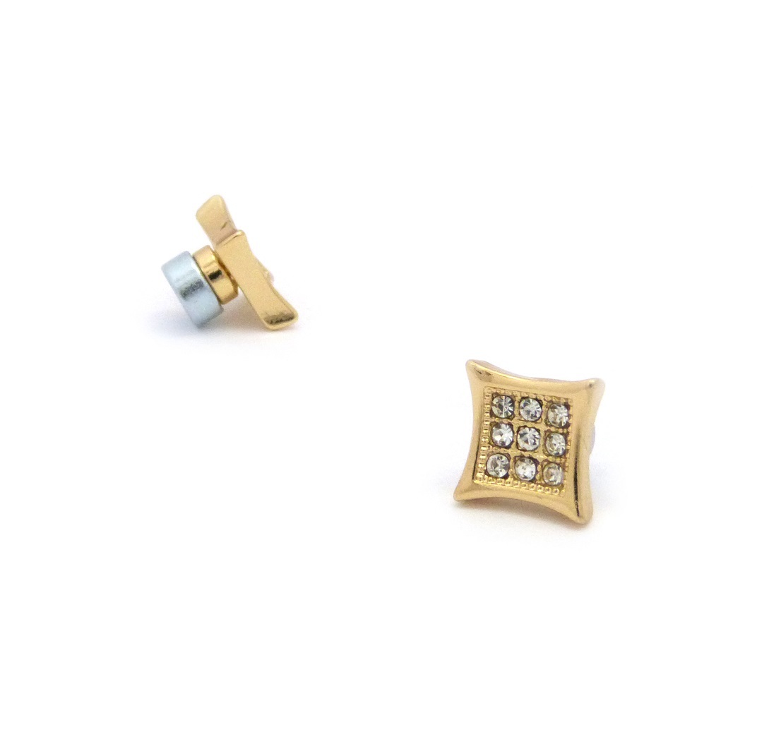12.7mm Rhinestone Square Shape Magnetic Stud Earring No Piercing Required XE1133