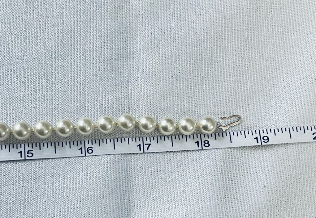 Estate Vintage Classic Knotted Faux Pearl Necklace, 18.5”