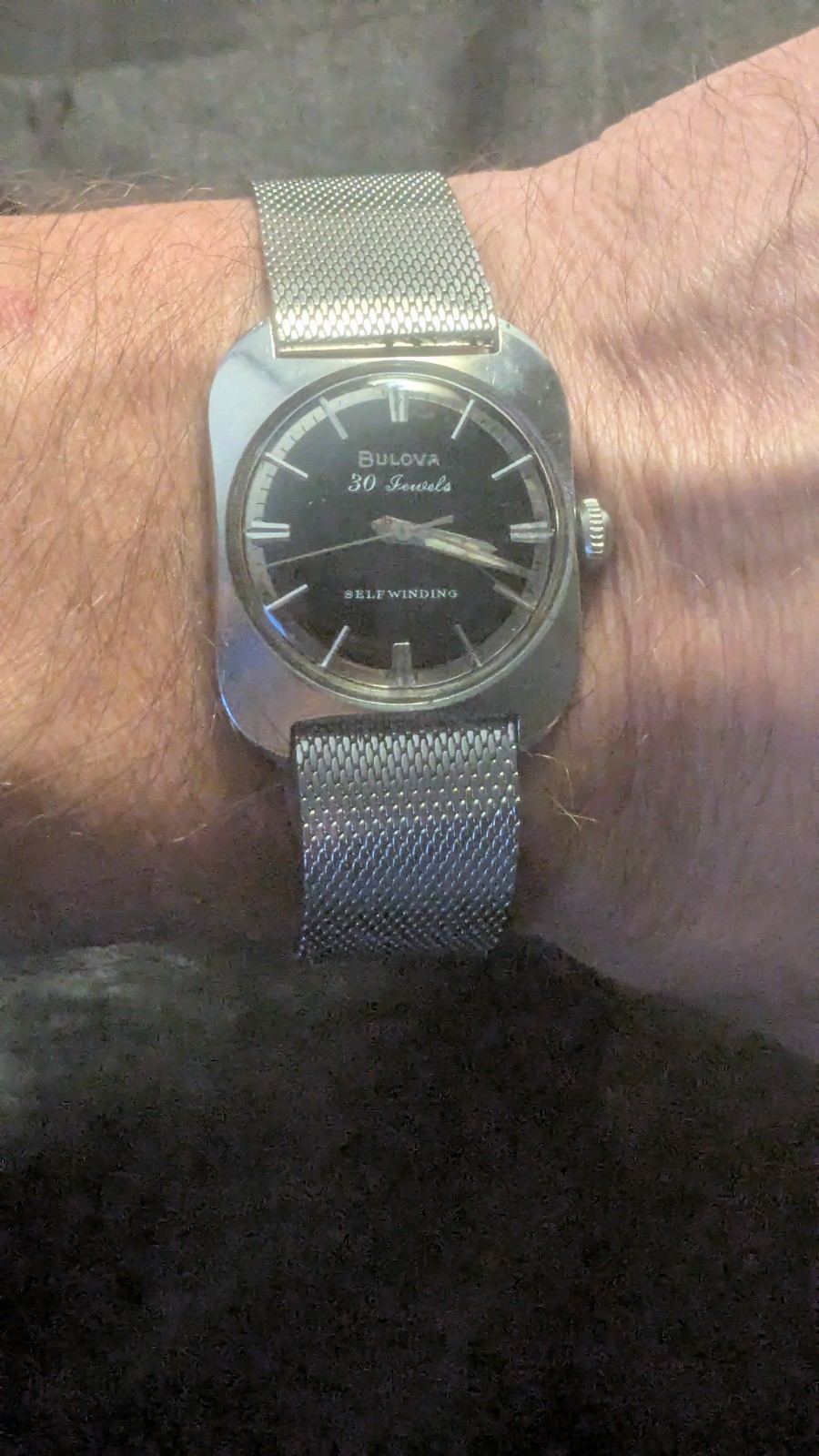 BULOVA M5 30 JEWELS MEN’S STAINLESS STEEL SELF WINDING WRISTWATCH WITH BAND 1965