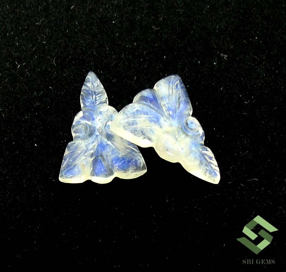 Natural Rainbow Moonstone Handmade Carving Pair 13×10 mm 3.91 CTS Loose Gemstone