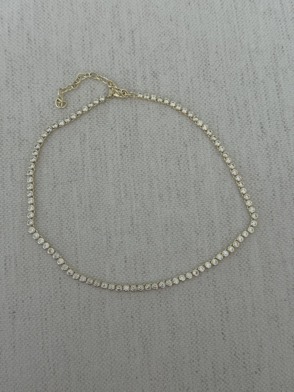 Beautiful Diamond Tennis Necklace 14K Yellow Gold Adjustable 15 inch