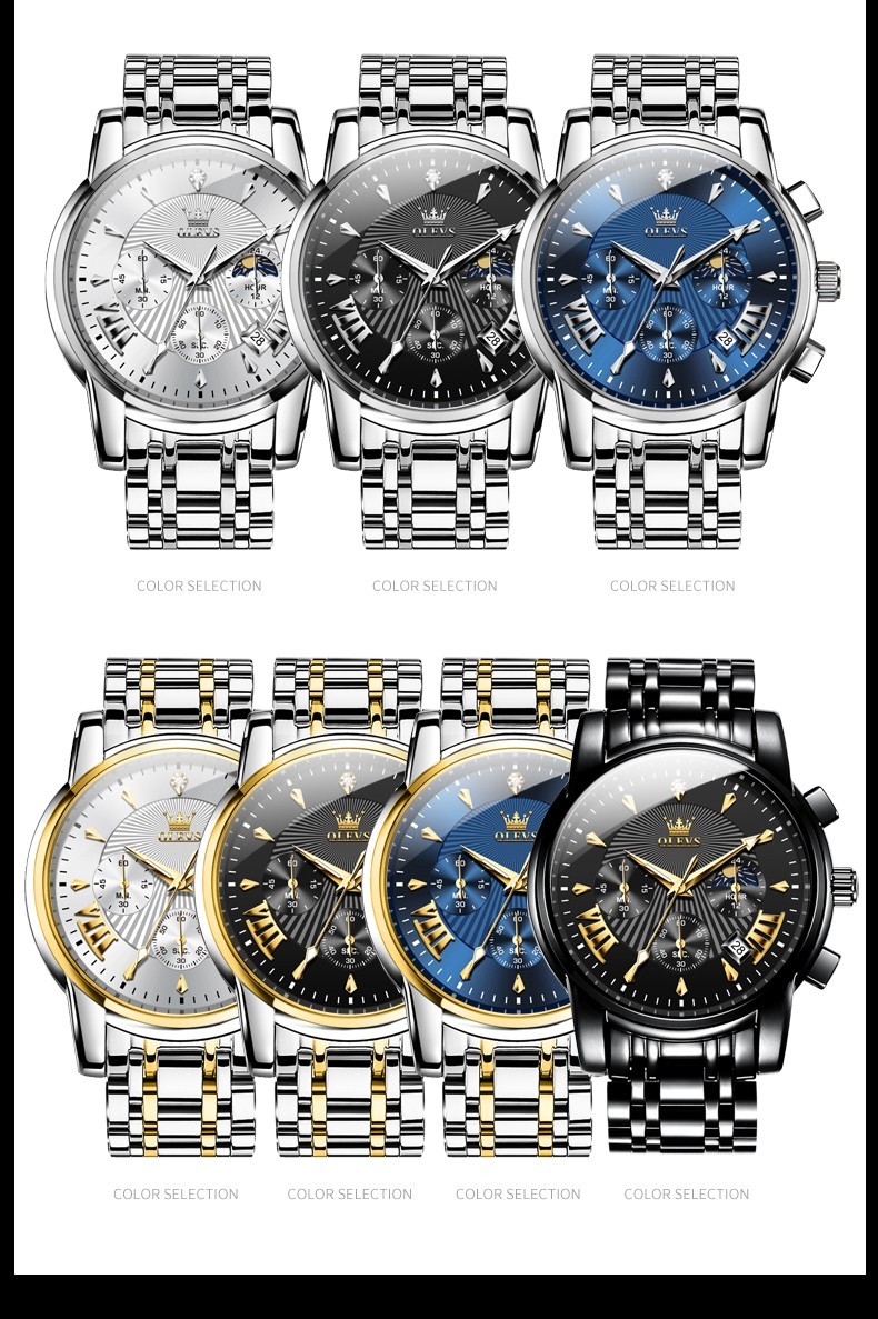 OLEVS 2892 Luminous Multifunctional Male Gift Top Quality Casual Quartz Watch
