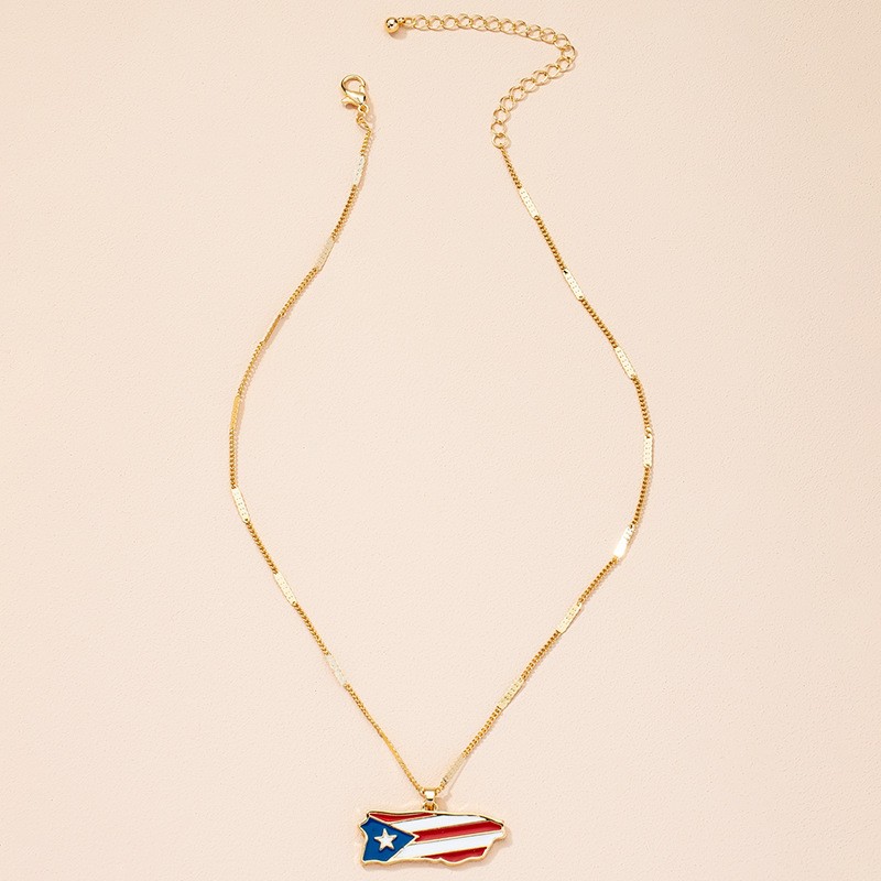 Puerto Rico Country Shaped Flag Pendant – National Necklace