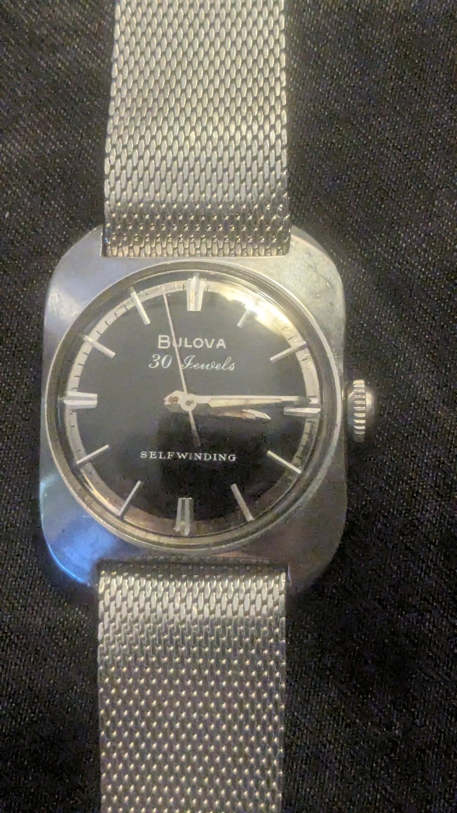 BULOVA M5 30 JEWELS MEN’S STAINLESS STEEL SELF WINDING WRISTWATCH WITH BAND 1965
