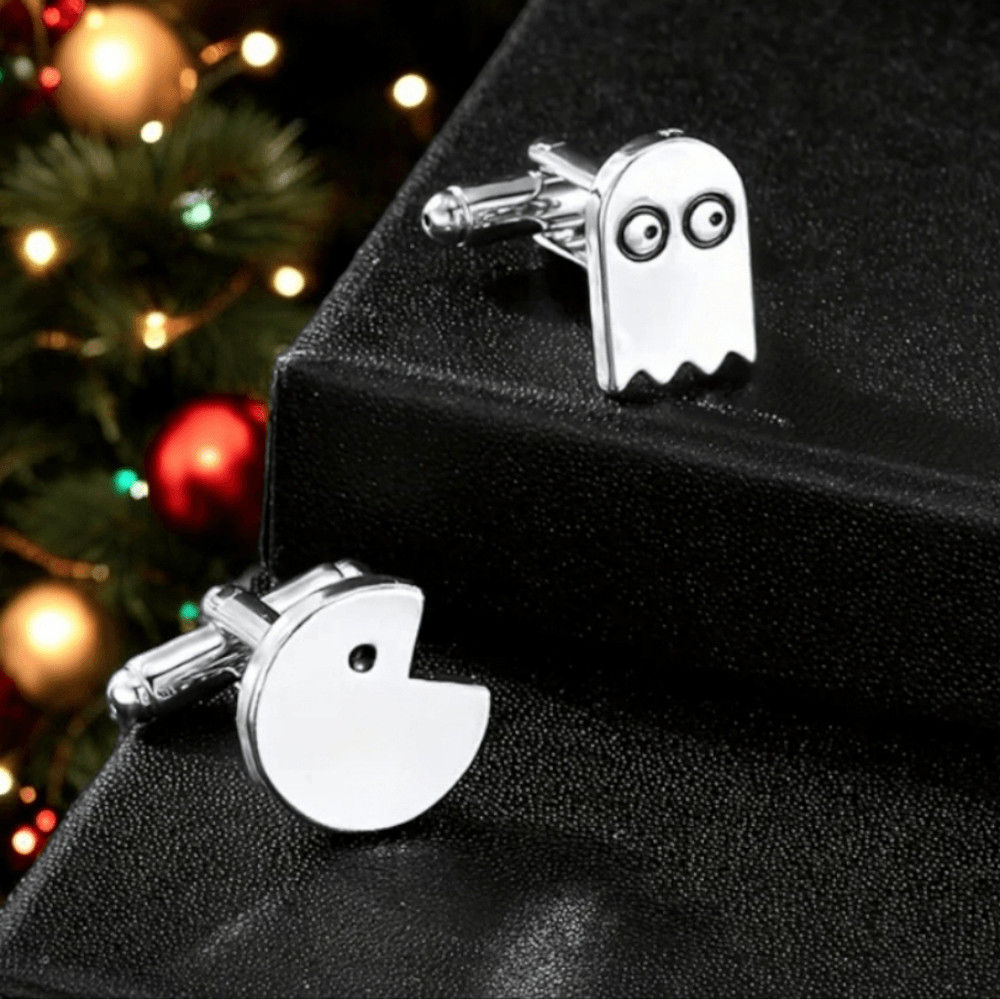 Pac-Man Cufflinks Game Over Ghost Video Game Arcade Iconic 80s Formal Tux Prom