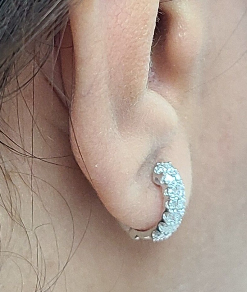 STEAL DEAL! 0.70 Carat Natural Round Diamonds Hoops Huggies Earrings in 14k Gold