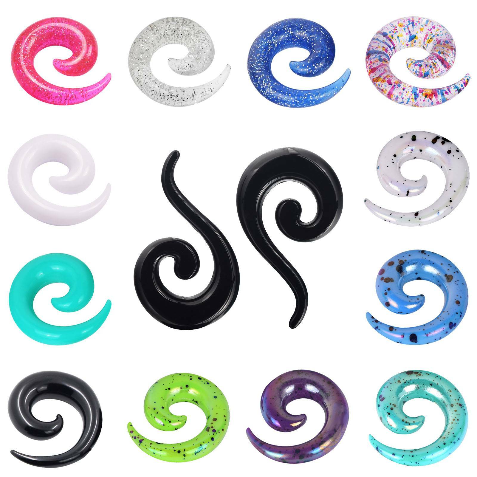 12-18PCS Acrylic Spiral Taper Stretching Kit Ear Gauges Expander Plugs 14G-20MM