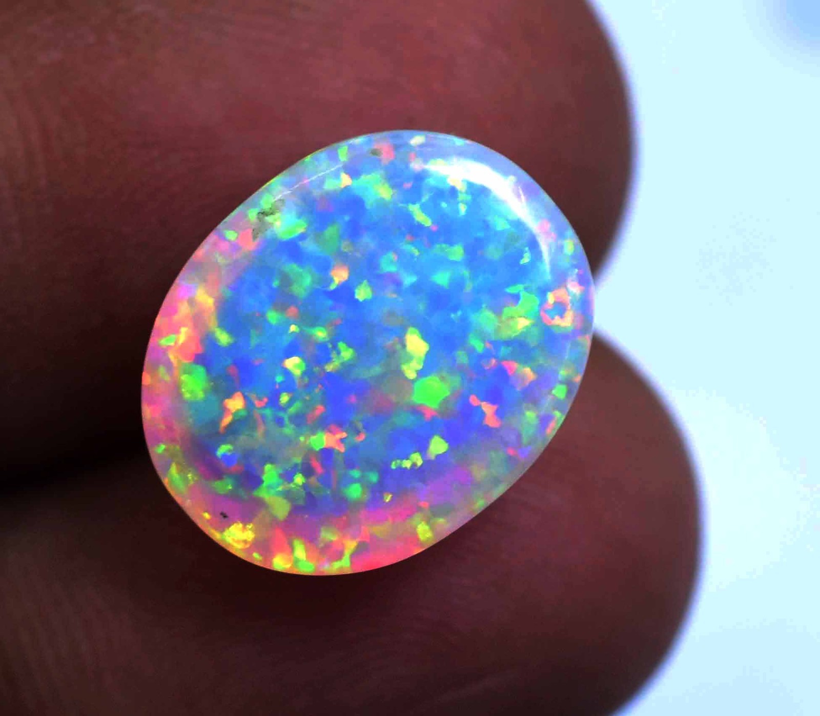 6.90 Ct Natural Ethiopian Fire Opal Certified Play of Color Untreated Gemstone