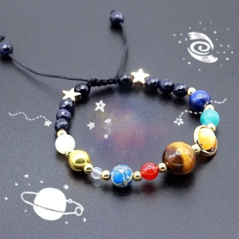 NEW GALAXY SOLAR SYSTEM BRACELET UNISEX ADJUSTABLE PLANETS RESIN BANGLE
