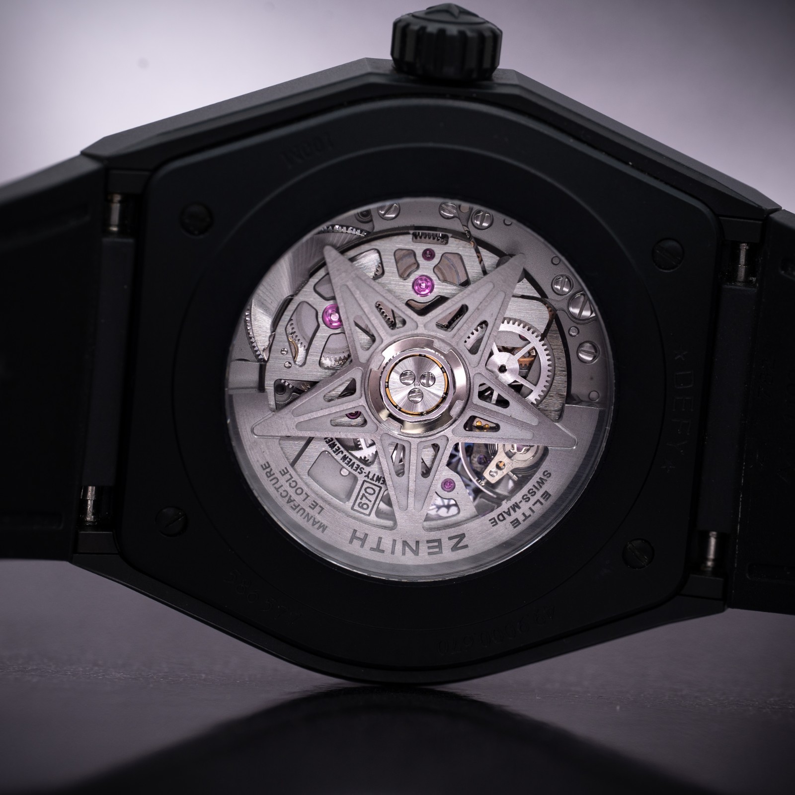 Zenith Defy Classic 41mm Black Ceramic Skeleton Rubber Strap Complete 2022