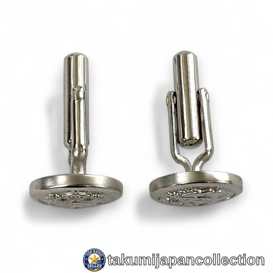 Henry Poole Brass Swivel Cufflinks Japanese Manufacture Silver #M-615