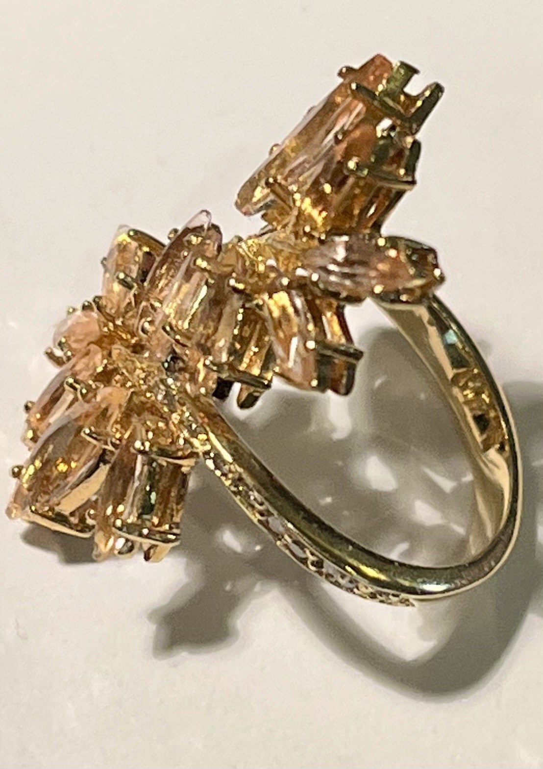 18k Gold Imperial Topaz & Diamond Ring 5.61gr Vintage Estate Sizable Statement!
