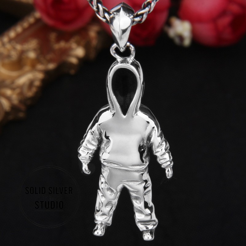 Faceless Hoodie Figure Pendant 925 Silver Streetwear Hip Hop Anonymous Charm