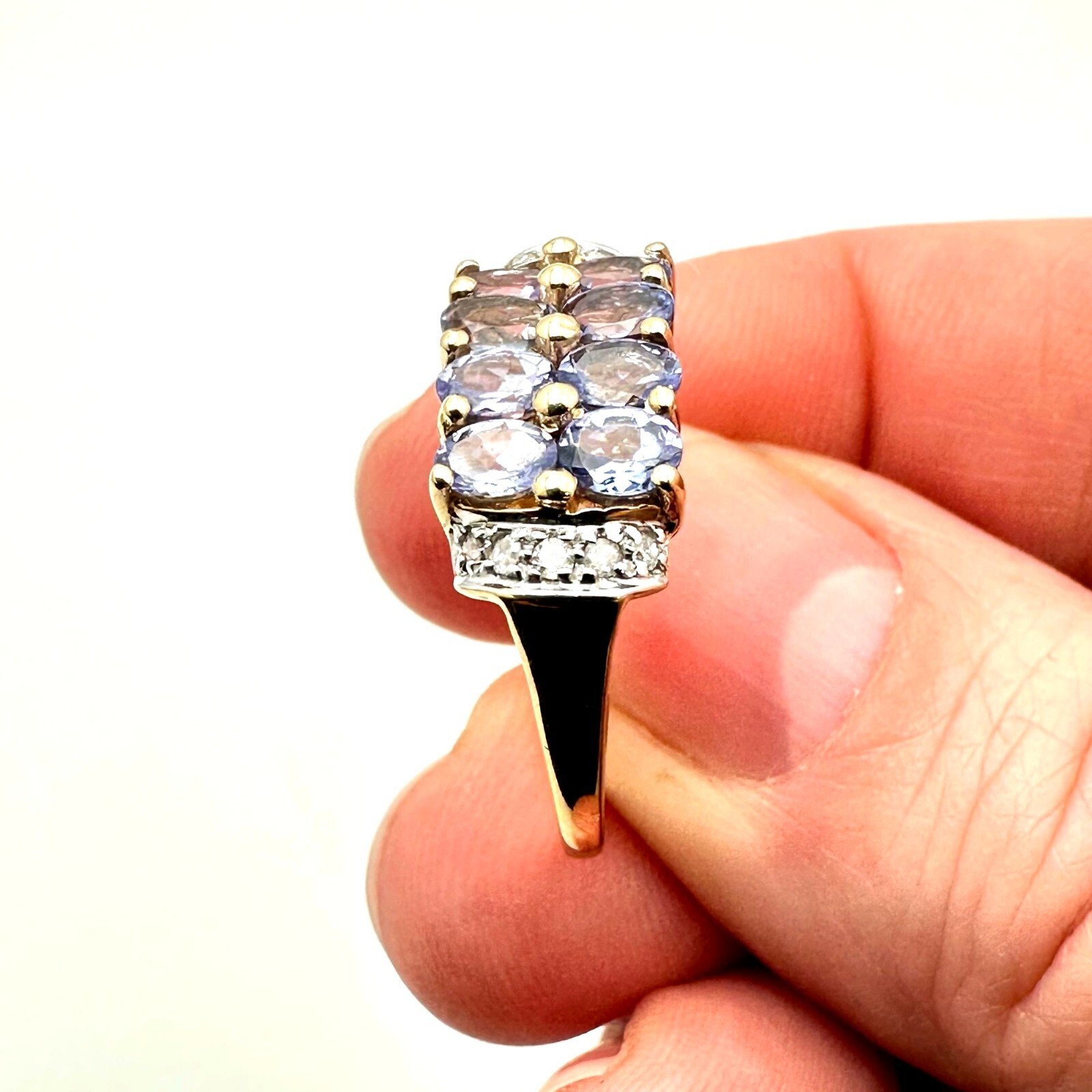 Womens Ring 14K Gold Tanzanite Diamond 3.2 Grams Size 8 Estate Jewelry
