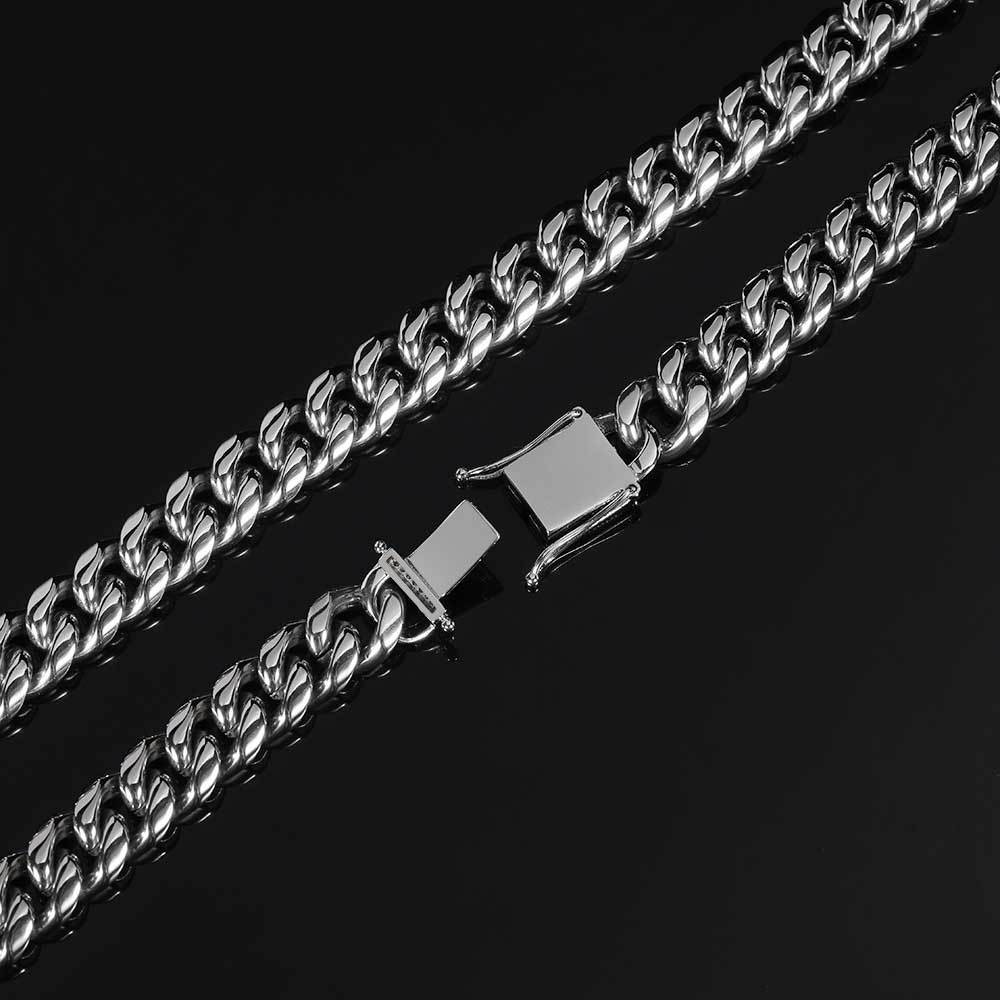 Miami Cuban Chain with 1 Carat CZ Buckle 18k Gold-plated Stainless Steel Jewelry